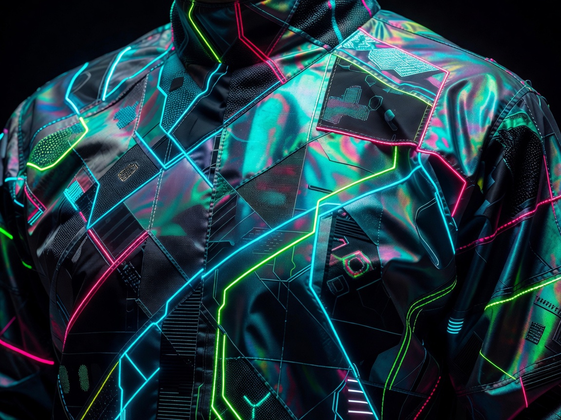 Abstract technical fabric with neon seams